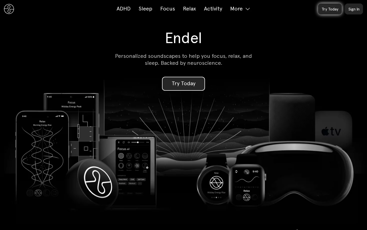 Endel 页面快照